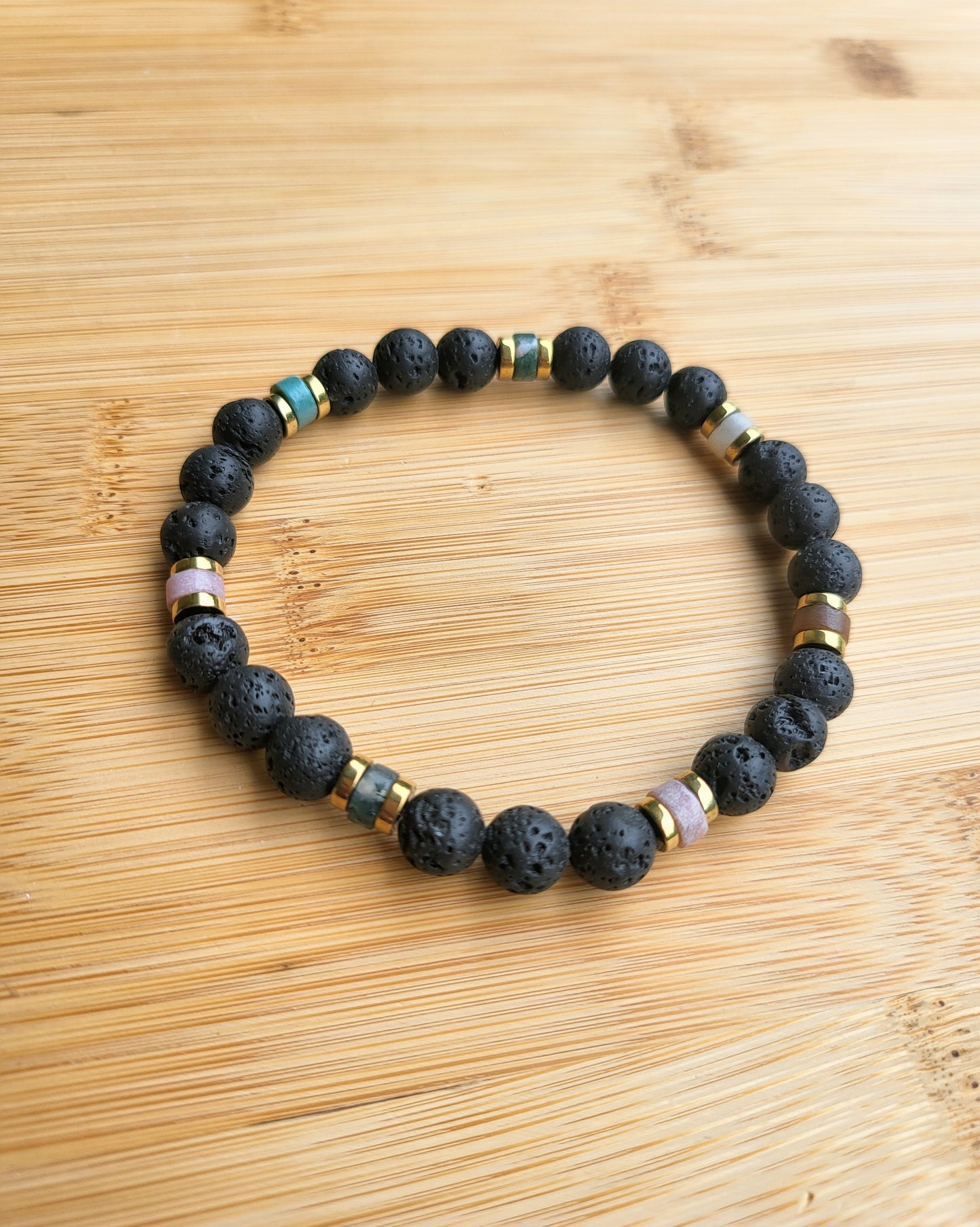 Chris - Lava Rock & India Agate Bracelet