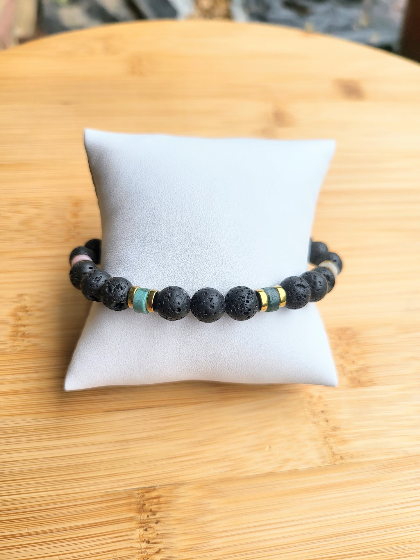 Chris - Lava Rock & India Agate Bracelet