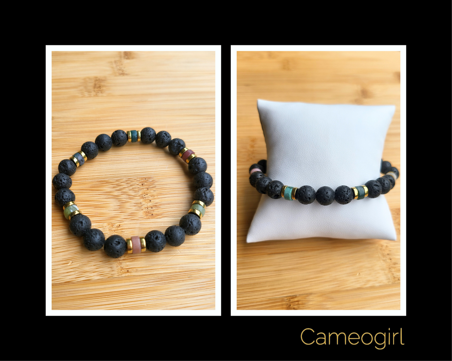 Chris - Lava Rock & India Agate Bracelet