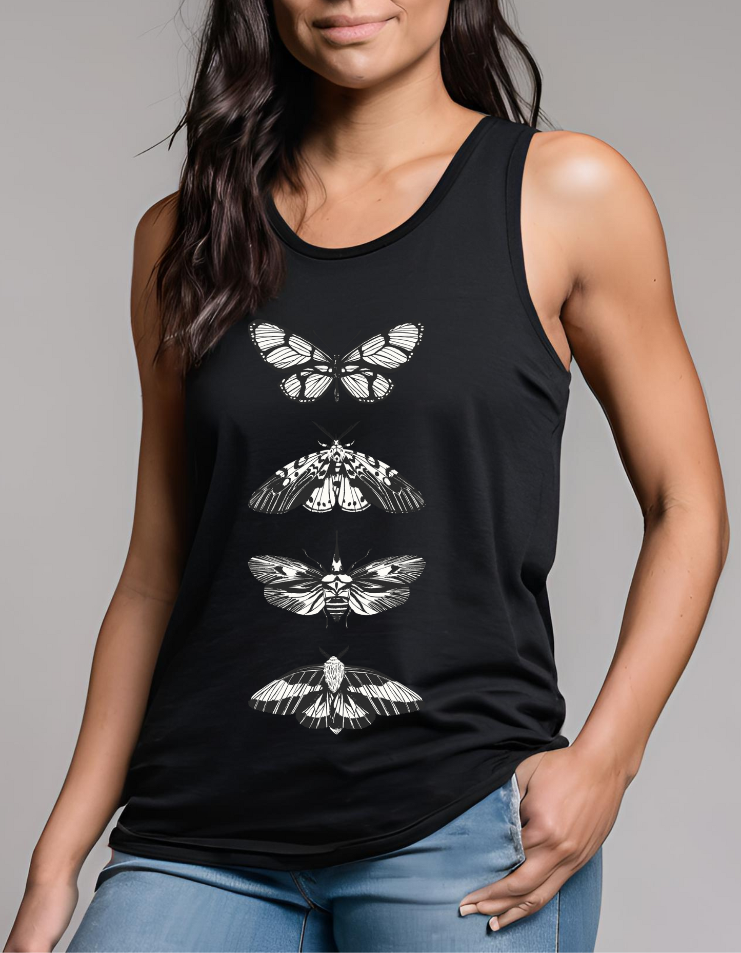 Boho Aesthetic Butterfly Tank Top Moth vintage tank top cute summer tank top petfect gift for her