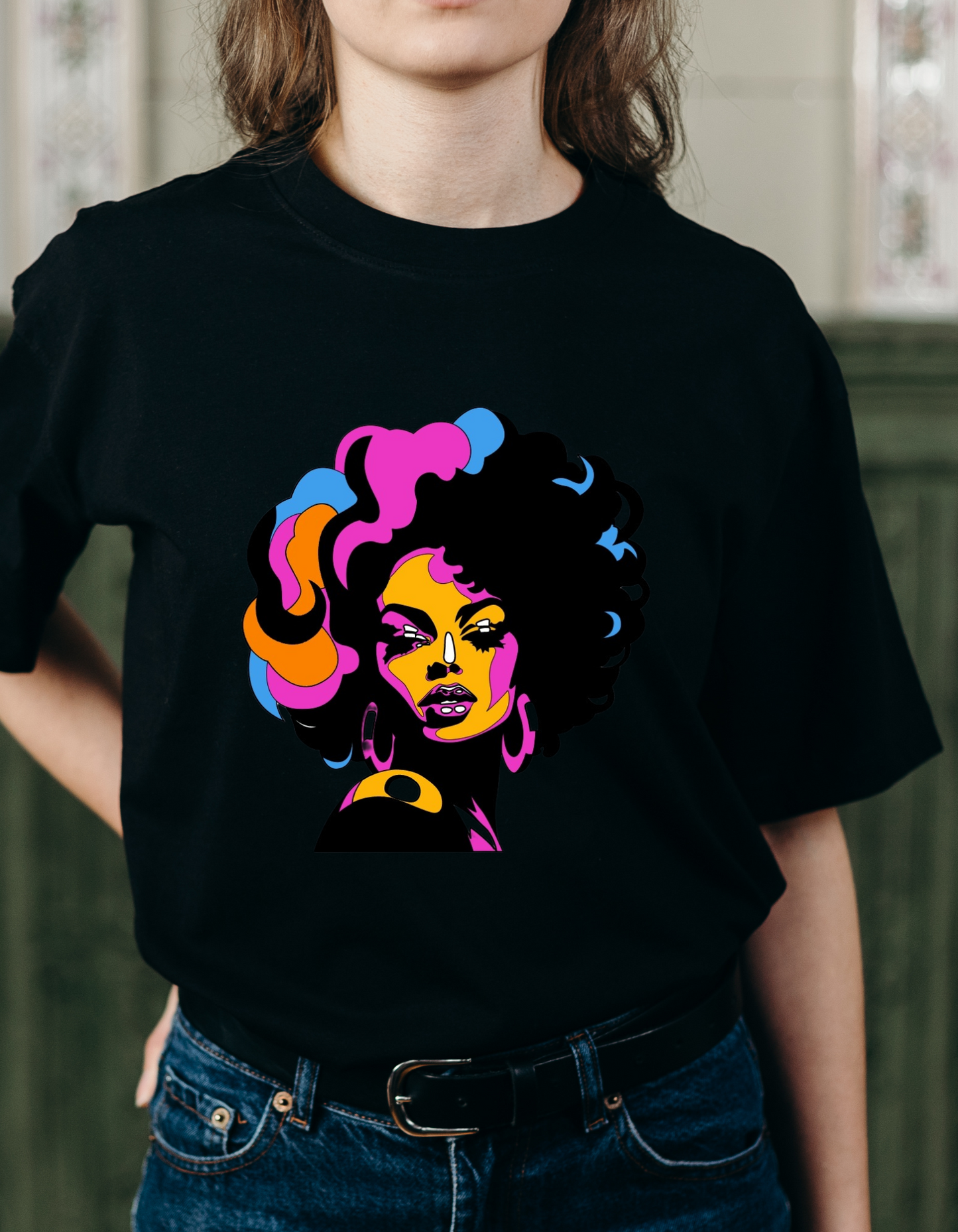 Colorful afro shirt Black Queen shirt Natural curly hair womens shirt Black Girl Magic Black History month