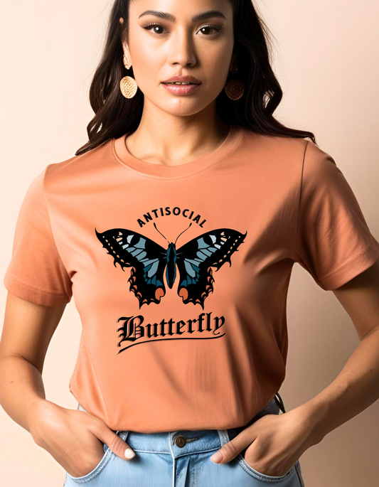 Antisocial Butterfly Shirt antisocial introvert shirt Funny shirt sarcastic shirt  book lovers shirt gift for her