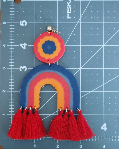 Bold Tassel  & Perler Bead Statement Earrings