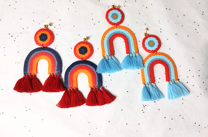 Bold Tassel  & Perler Bead Statement Earrings