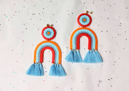 Bold Tassel  & Perler Bead Statement Earrings