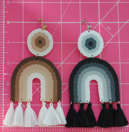 Tassel  & Perler Bead Statement Earrings