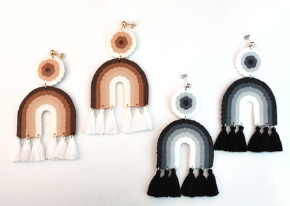 Tassel  & Perler Bead Statement Earrings