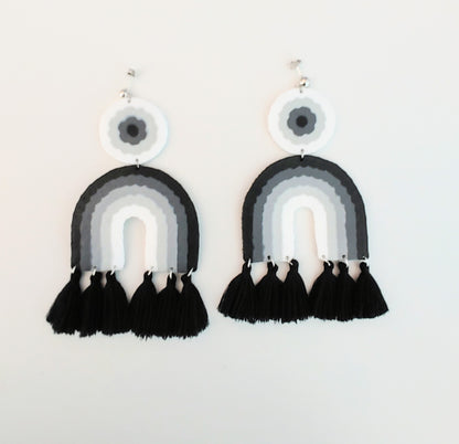 Tassel  & Perler Bead Statement Earrings