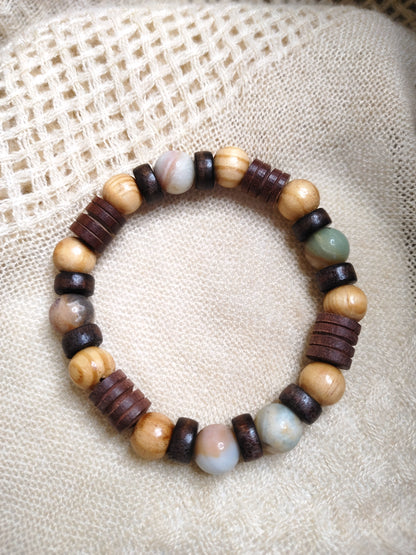 Amare - Amazonite and Wooden Bead Bracelet