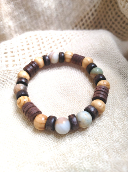 Amare - Amazonite and Wooden Bead Bracelet