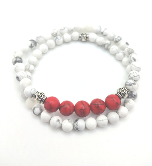 Josephine - Red Turquoise and White Howlite Bracelet