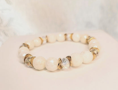 Tiffany - White quartz bridal wedding bracelet jewelry accessories natural stone bracelet bridal jewelry boho bride handmade jewelry