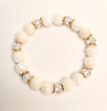 Tiffany - White quartz bridal wedding bracelet jewelry accessories natural stone bracelet bridal jewelry boho bride handmade jewelry