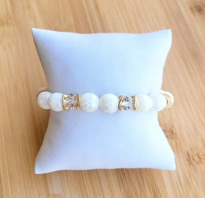 Tiffany - White quartz bridal wedding bracelet jewelry accessories natural stone bracelet bridal jewelry boho bride handmade jewelry