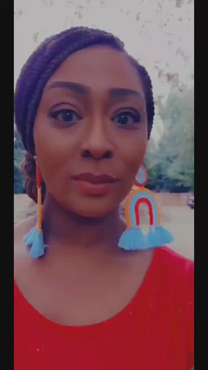 Bold Tassel  & Perler Bead Statement Earrings