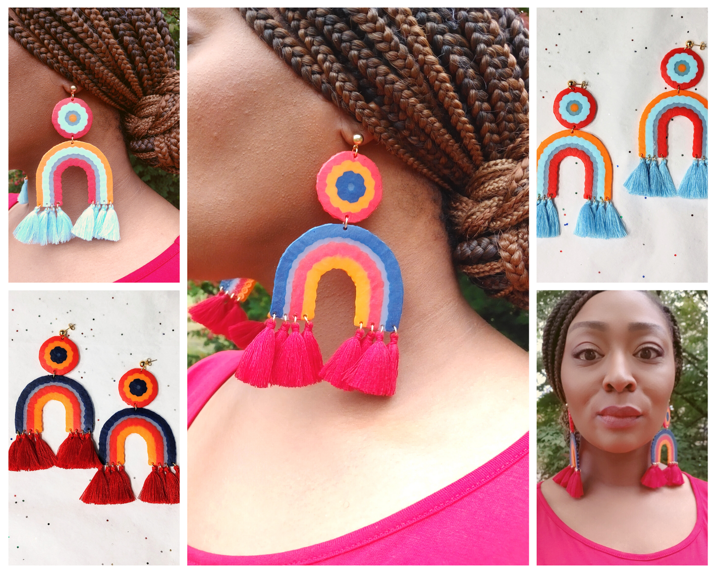 Bold Tassel  & Perler Bead Statement Earrings